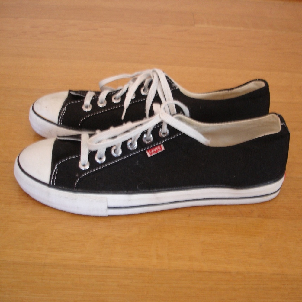 LEVI'S Size 12 Men's Black Denim Canvas Low Tops